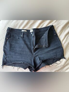 Black Distressed Denim Cutoff Shorts